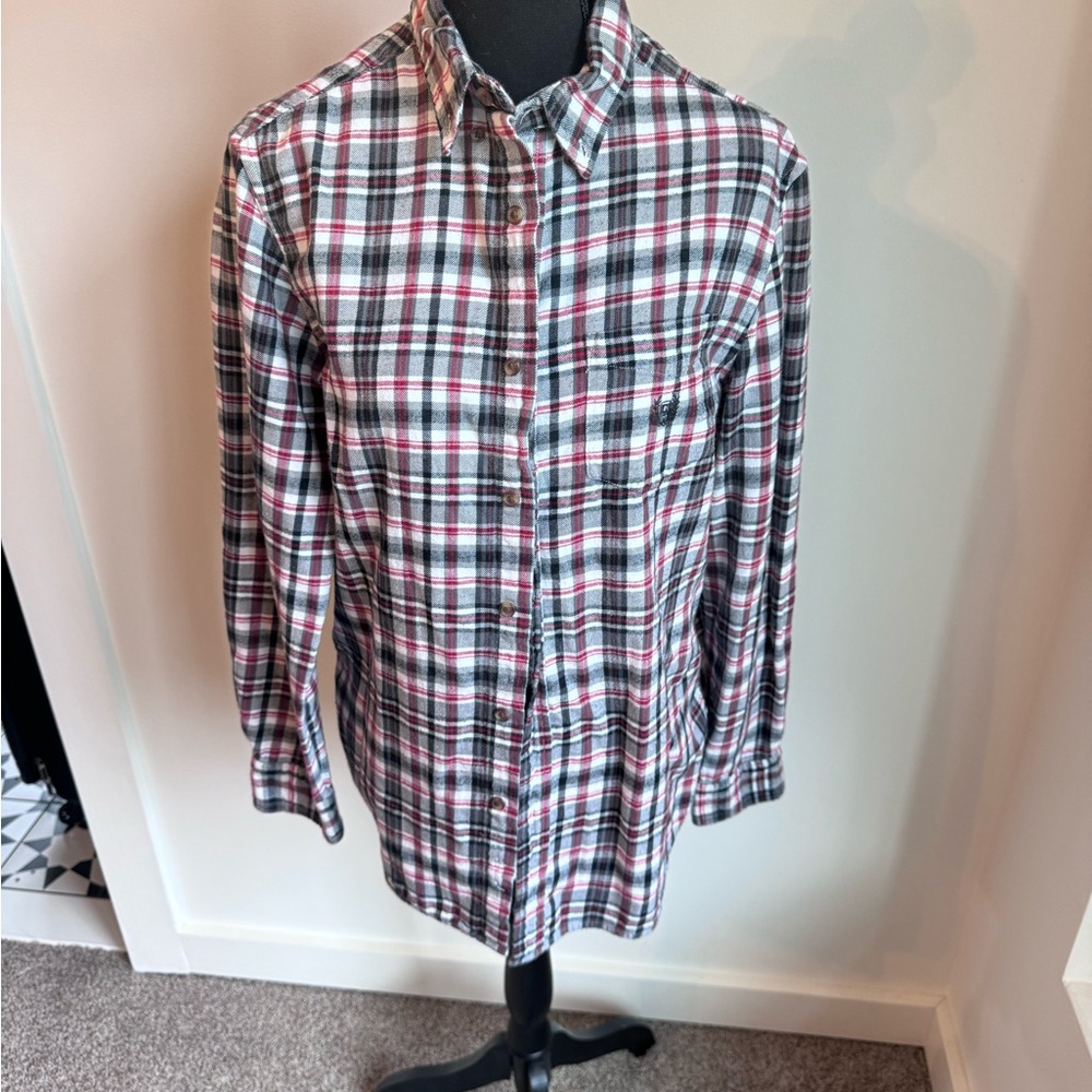 Chaps Red and Black Plaid Button-Down Shirt